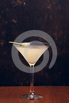 Fruit Martinis on rustic background with space for text. Vertical shot