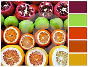 Fruit mix row with palette color swatches
