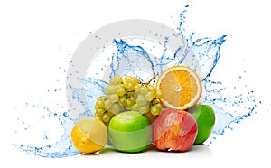 Fruit mix in water splash