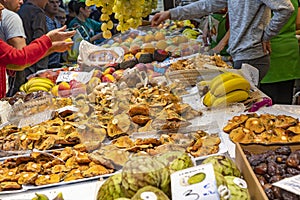 Fruit and mushrooms are plentiful at Mercat Central in Valencia, Spain