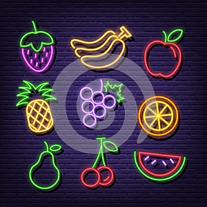 Fruit neon icons