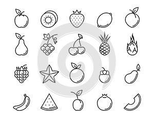 Fruit outline icon set