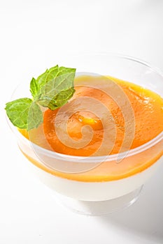 Fruit Panna Cotta, Pannacotta or Panacotta in Glass Isolated photo