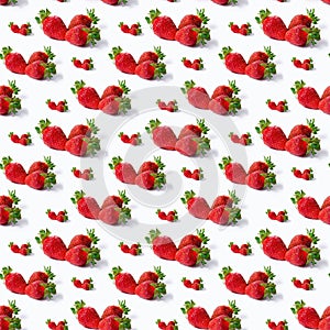 Fruit pattern of colorful berries isolated on a white background. View from above.