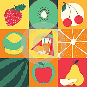 Fruit pattern seamless vector fruity background and fruitful exotic wallpaper with fresh slices of watermelon orange