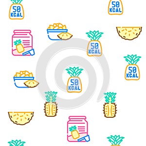 fruit pineapple slice cut food vector seamless pattern