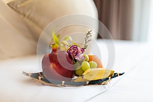 Fruit plate in bed