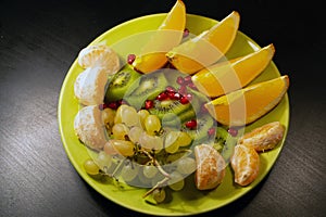 Fruit plate on a black background