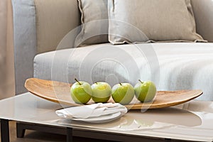 Fruit plate in hotel room