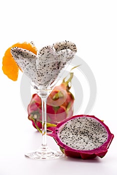 Fruit pulp of the pitaya in a glass
