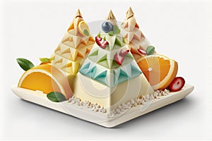 fruit pyramids in cream decoration tyrolean pie