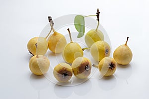 Fruit ripe wild pear on an isolated white background