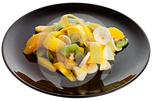 Fruit Salad on a Black Plate