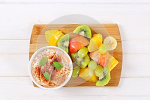 Fruit salad with cinnamon yogurt