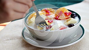 Fruit salad with curd