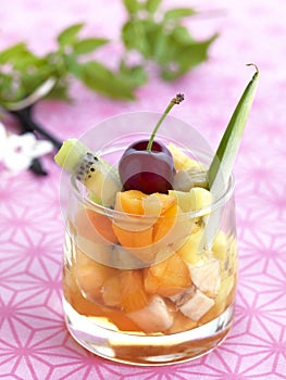 Fruit salad in a glass