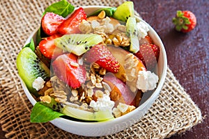 Fruit salad with granola