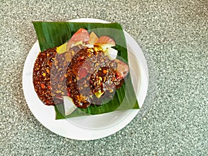 Fruit salad or in Indonesian called Rujak Buah photo