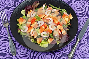Fruit salad with shrimp and papaya