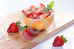 Fruit salad with strawberry and grapefruit
