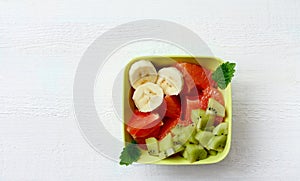 Fruit salad on white background