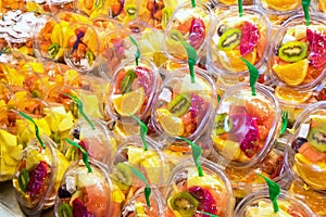 Fruit salads at a market photo
