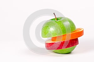 Fruit Sandwich of Green, Red Apple and Orange