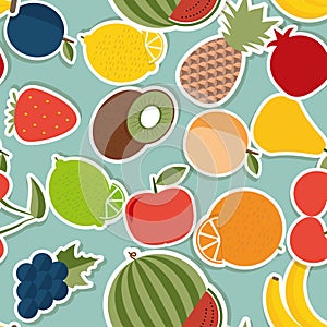 Fruit seamless pattern. The image of fruits and berries photo