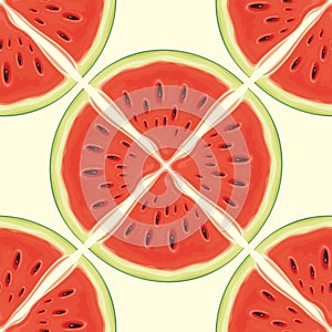 Fruit seamless pattern with red juicy watermelon