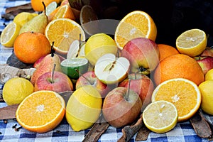 Fruit selection, punch ingredients