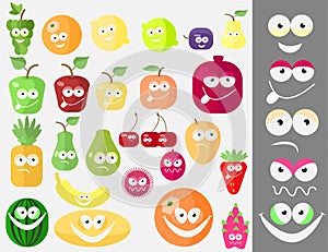 Fruit set with faces