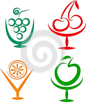 Fruit shakes and cocktails icons -2