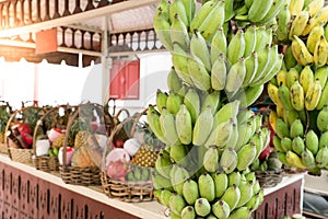 The fruit shop for dedicate, whole banana and fruit set photo