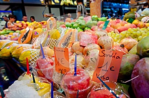 Fruit shop at La Boqueria market at Barcelona photo