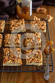 Fruit shortbread biscuits jam squares with almonds