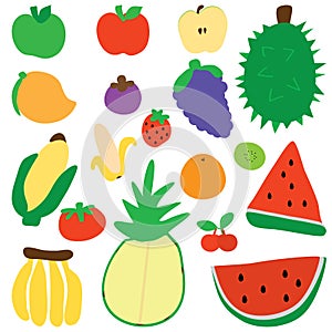 Fruit silhouette color set