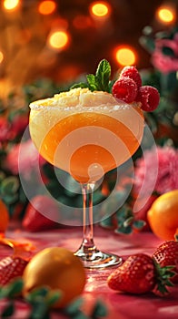 Fruit slush cocktail, suitable for summer ads and party lifestyle features. Trendy Mexican food.