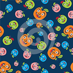 Fruit smile cartoon graphic, pattern seamless vector illustration