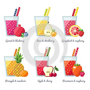 Fruit smoothie (juice) vector concept. Menu element for cafe or restaurant. Modern flat design.