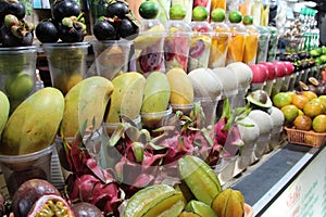 fruit stall in a market in luang prabang (laos)