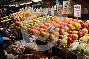 Fruit stall at Pike Place Market in Seattle