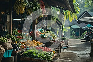 a fruit stand with many different fruits