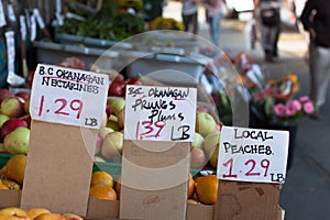 Fruit stand with prices