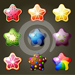 Fruit Star Candies For Match Three Game