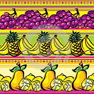 Fruit on a striped seamless