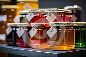 fruit syrups jam in jars generative ai