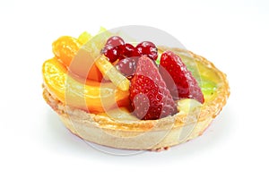 Fruit tart tuttifruitti in a white background