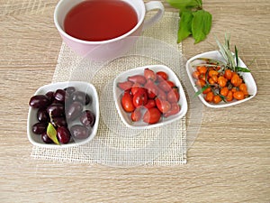 Fruit tea with cornelian cherry, rose hip and sea buckthorn