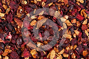 Fruit tea,Ingredients: Apple pieces, hibiscus, rose hips, elderb