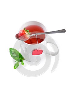 Fruit tea with strawberry as teabag
